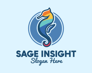 Colorful Seahorse Aquarium logo design