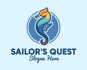 Colorful Seahorse Aquarium logo design