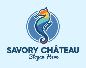 Colorful Seahorse Aquarium logo design