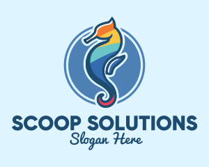 Colorful Seahorse Aquarium logo design