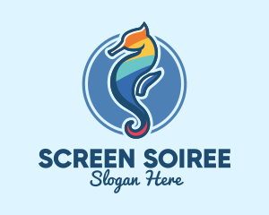 Colorful Seahorse Aquarium logo design