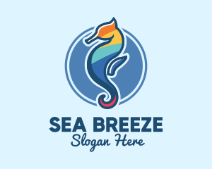 Colorful Seahorse Aquarium logo design