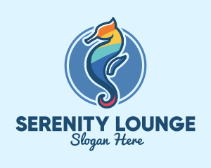 Colorful Seahorse Aquarium logo design