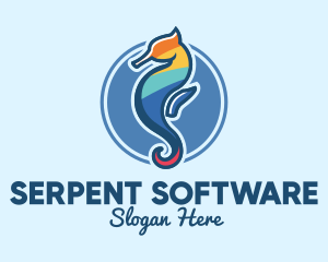 Colorful Seahorse Aquarium logo design