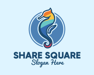 Colorful Seahorse Aquarium logo design