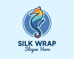 Colorful Seahorse Aquarium logo design