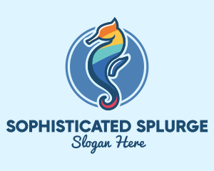 Colorful Seahorse Aquarium logo design