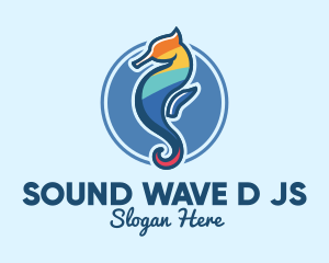 Colorful Seahorse Aquarium logo design