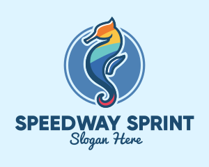 Colorful Seahorse Aquarium logo design