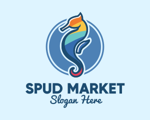 Colorful Seahorse Aquarium logo design