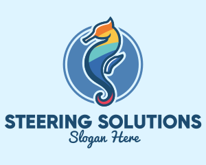 Colorful Seahorse Aquarium logo design