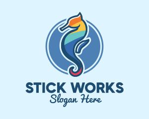 Colorful Seahorse Aquarium logo design