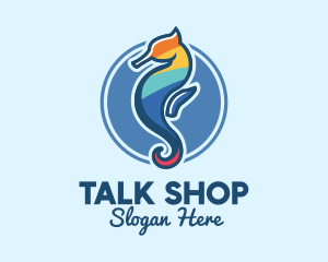 Colorful Seahorse Aquarium logo design