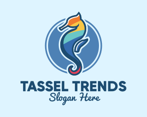 Colorful Seahorse Aquarium logo design