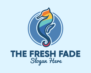 Colorful Seahorse Aquarium logo design