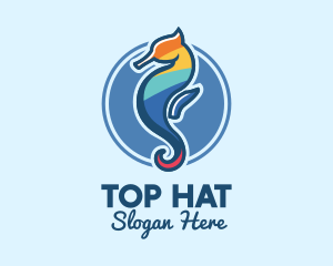 Colorful Seahorse Aquarium logo design