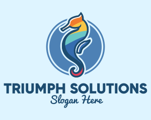 Colorful Seahorse Aquarium logo design