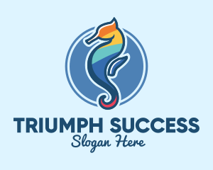 Colorful Seahorse Aquarium logo design