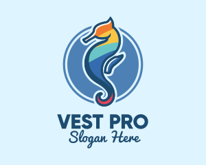 Colorful Seahorse Aquarium logo design