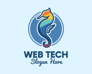 Colorful Seahorse Aquarium logo design