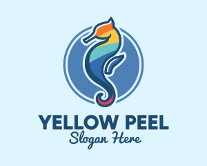 Colorful Seahorse Aquarium logo design