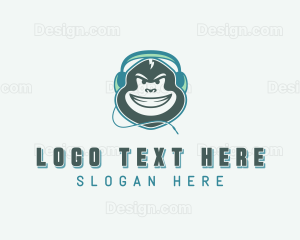 Headphones Monkey Gamer Logo