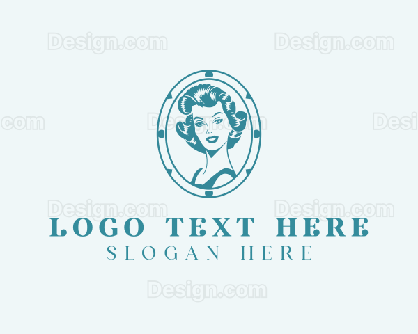 Retro Woman Hair Salon Logo