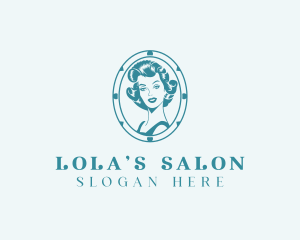 Retro Woman Hair Salon logo design