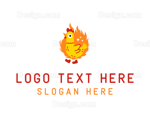 Fiery Chicken Rooster Logo