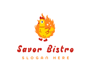 Fiery Chicken Rooster logo design