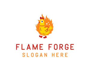 Fiery Chicken Rooster logo design