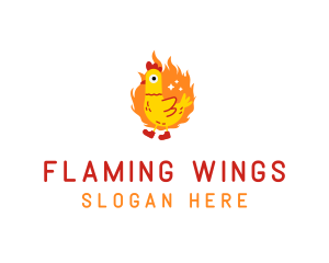 Fiery Chicken Rooster logo design