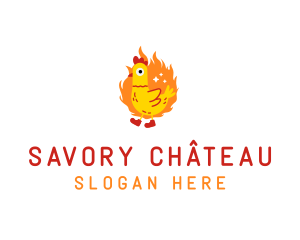 Fiery Chicken Rooster logo design