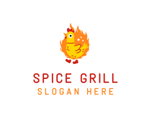 Fiery Chicken Rooster logo design