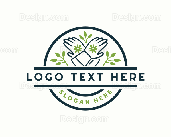 Floral Garden Gloves Landscaping Logo