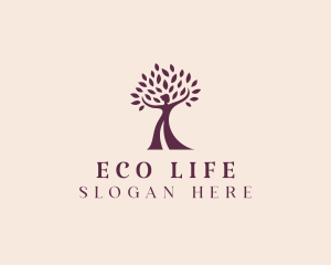 Yoga Woman Tree logo design