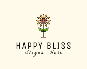 Happy Sunflower Cartoon logo design