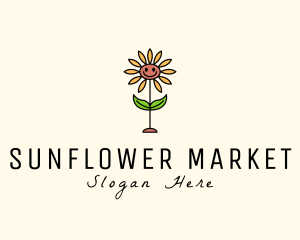 Happy Sunflower Cartoon logo design