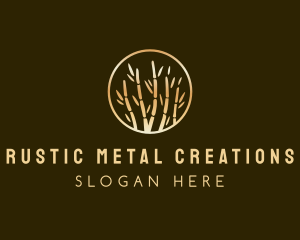 Metallic Golden Bamboo logo design