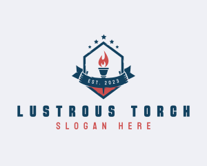 Hexagon Banner Torch America logo design