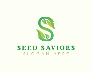 Organic Fresh Leaf Letter S logo design