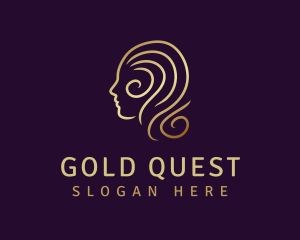 Gold Woman Hair Ouline logo design