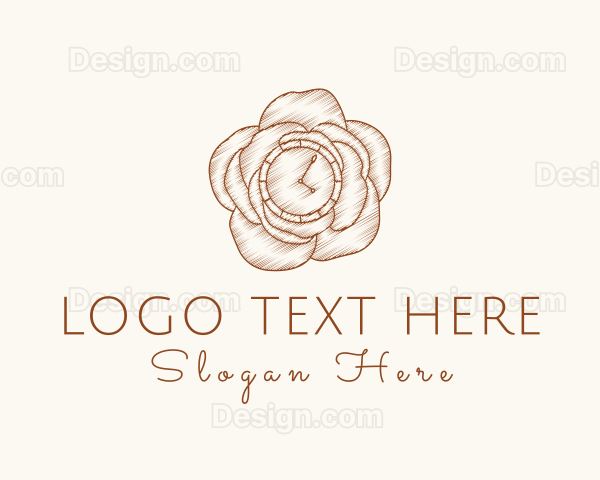 Elegant Rose Clock Logo