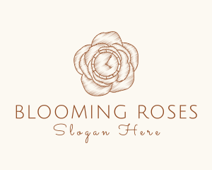 Elegant Rose Clock logo design