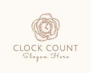 Elegant Rose Clock logo design