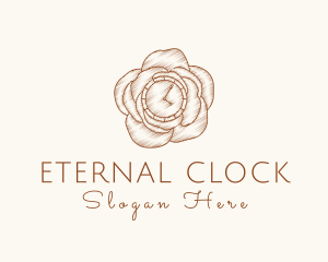 Elegant Rose Clock logo design