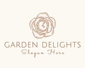 Elegant Rose Clock logo design