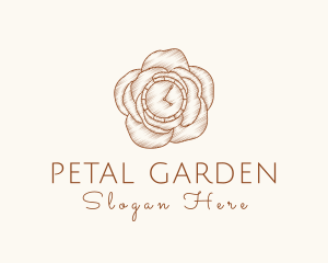 Elegant Rose Clock logo design