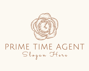 Elegant Rose Clock logo design