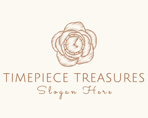 Elegant Rose Clock logo design